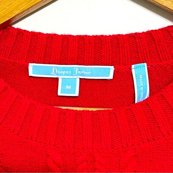 Draper James Anna Red Ruffle Cable Knit Sweater Size M - Picture 8 of 9